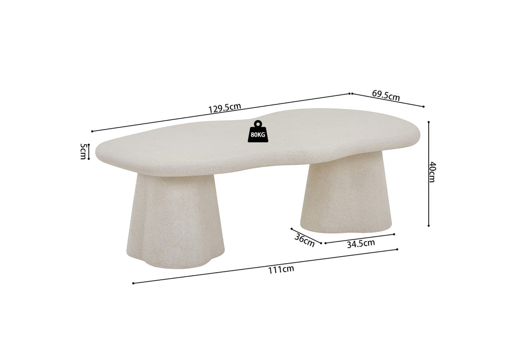 Table Basse 'Faro' 130 cm Organique Ciment