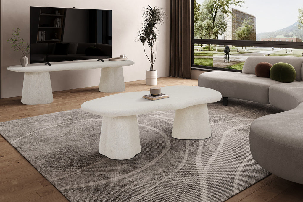 Table Basse 'Faro' 130 cm Organique Ciment