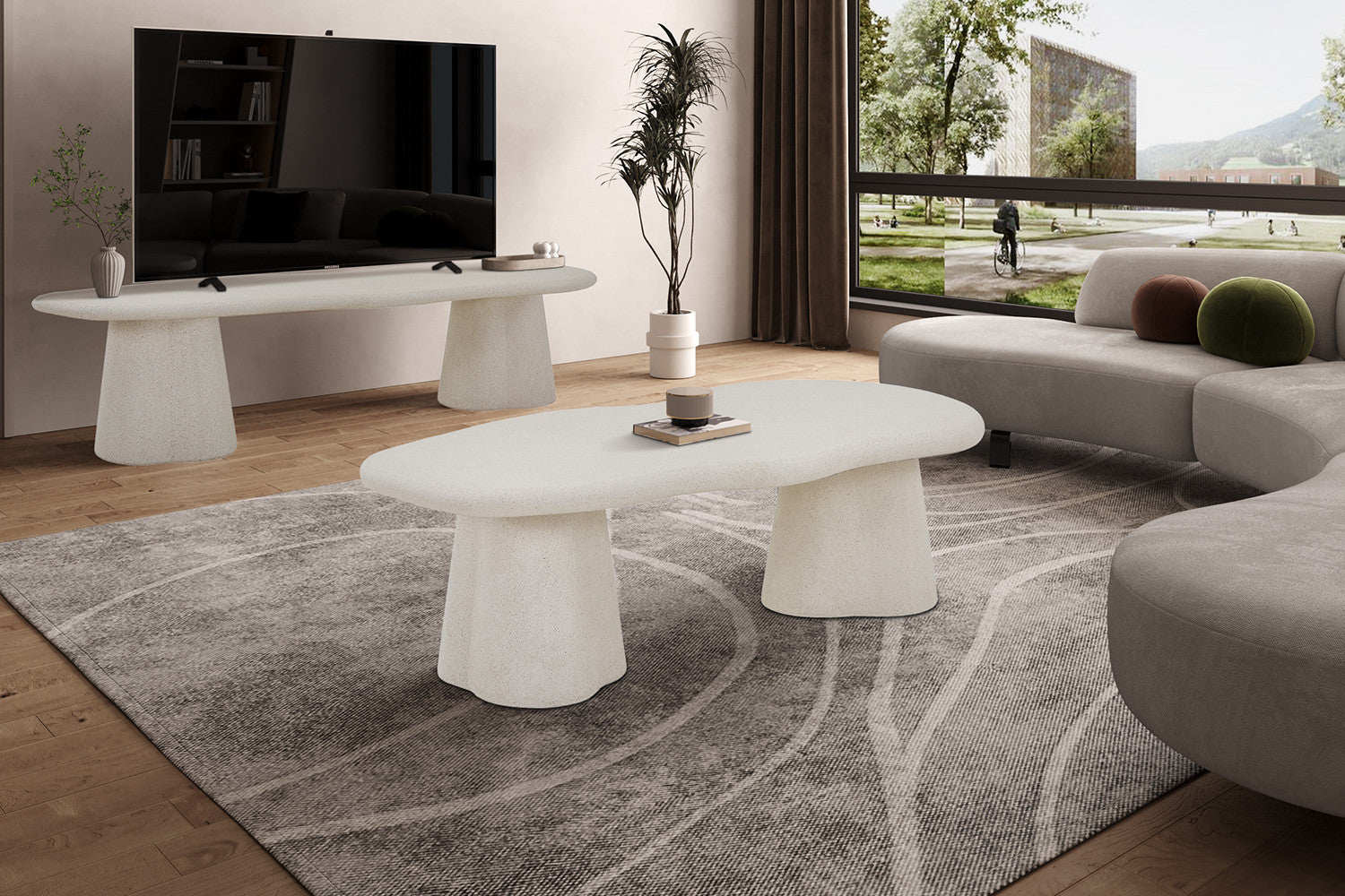 Table Basse 'Faro' 130 cm Organique Ciment