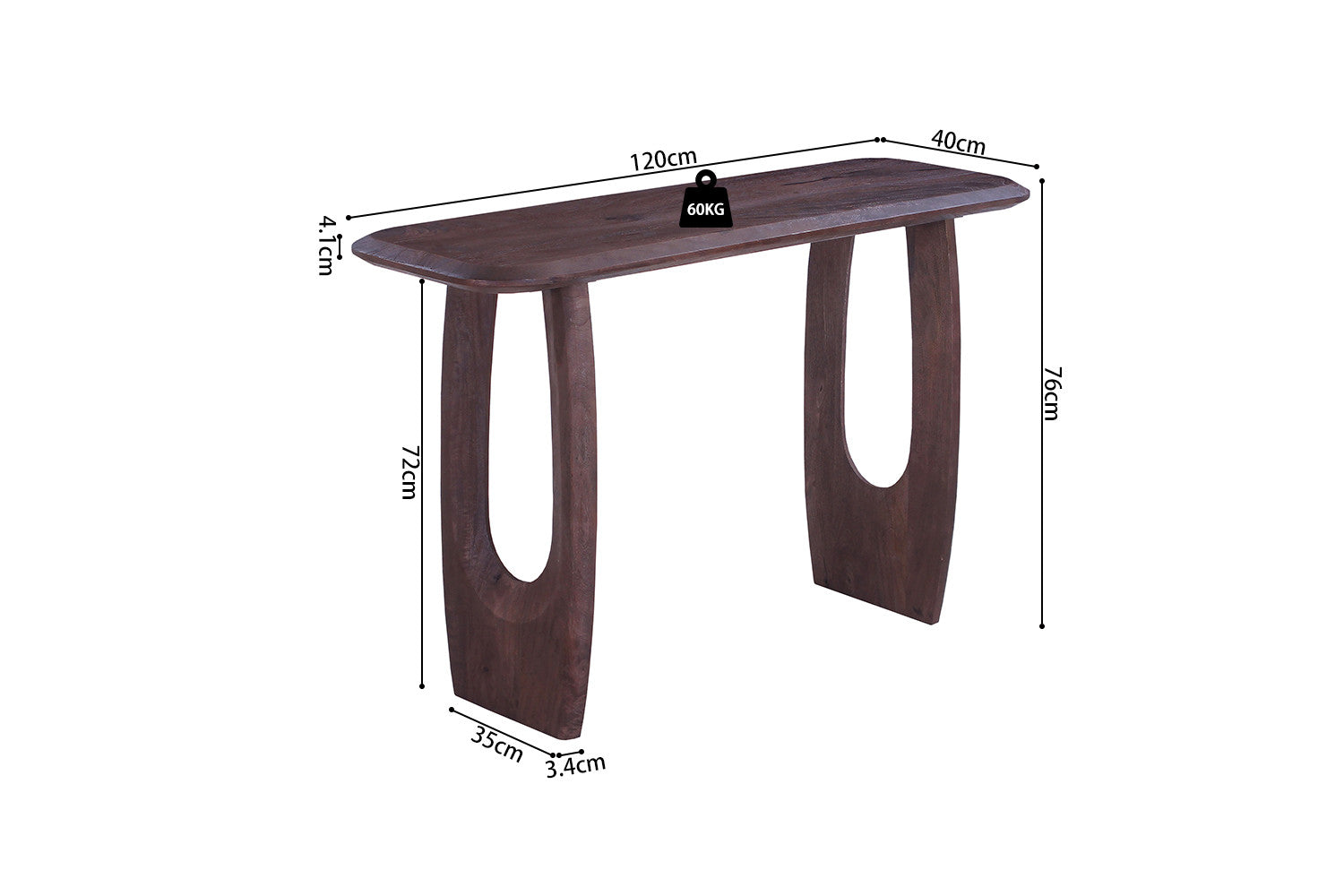 Console Braga Ovale danoise Bois de manguier Brun foncé