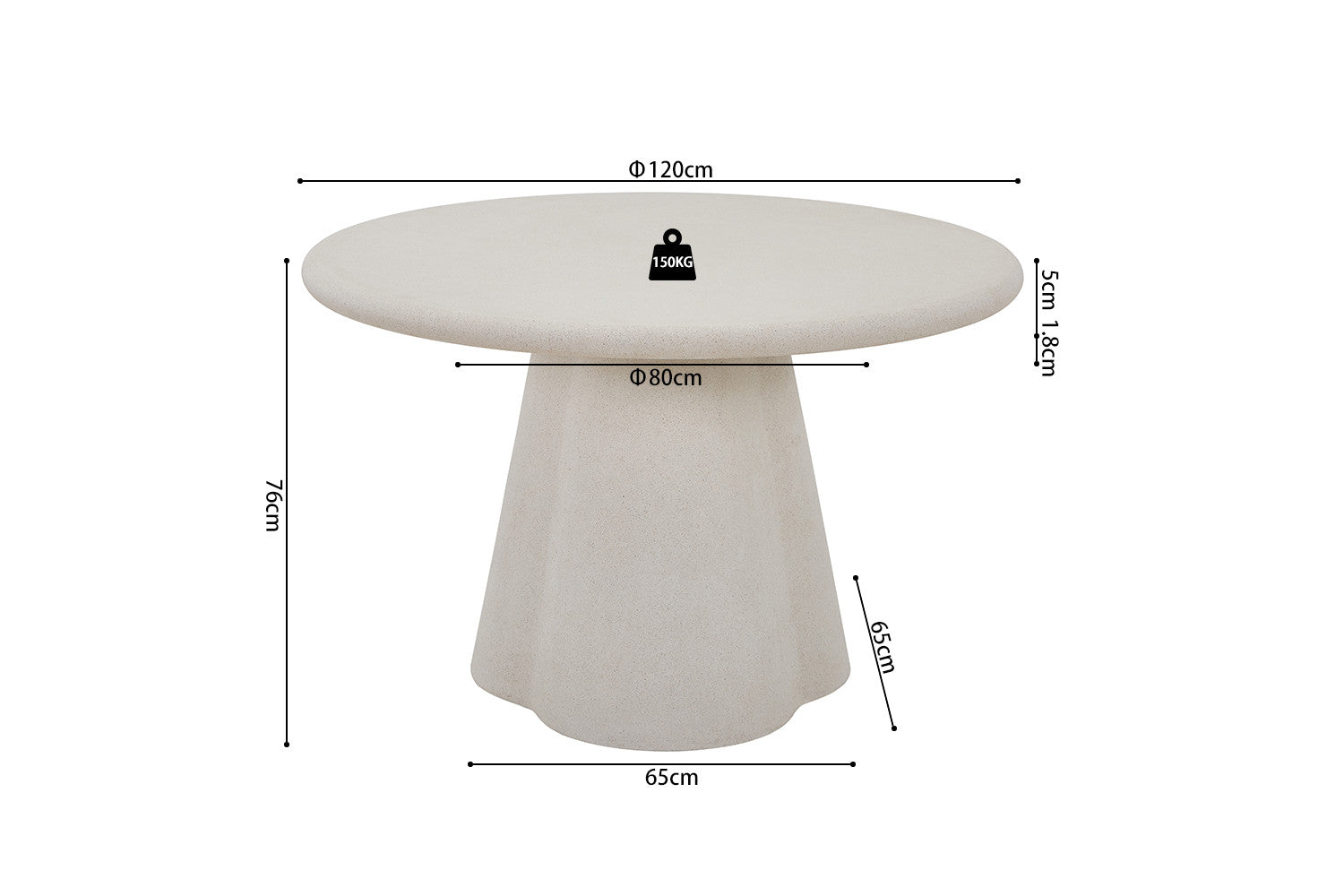 Table 'Faro' 120 cm Ronde Ciment