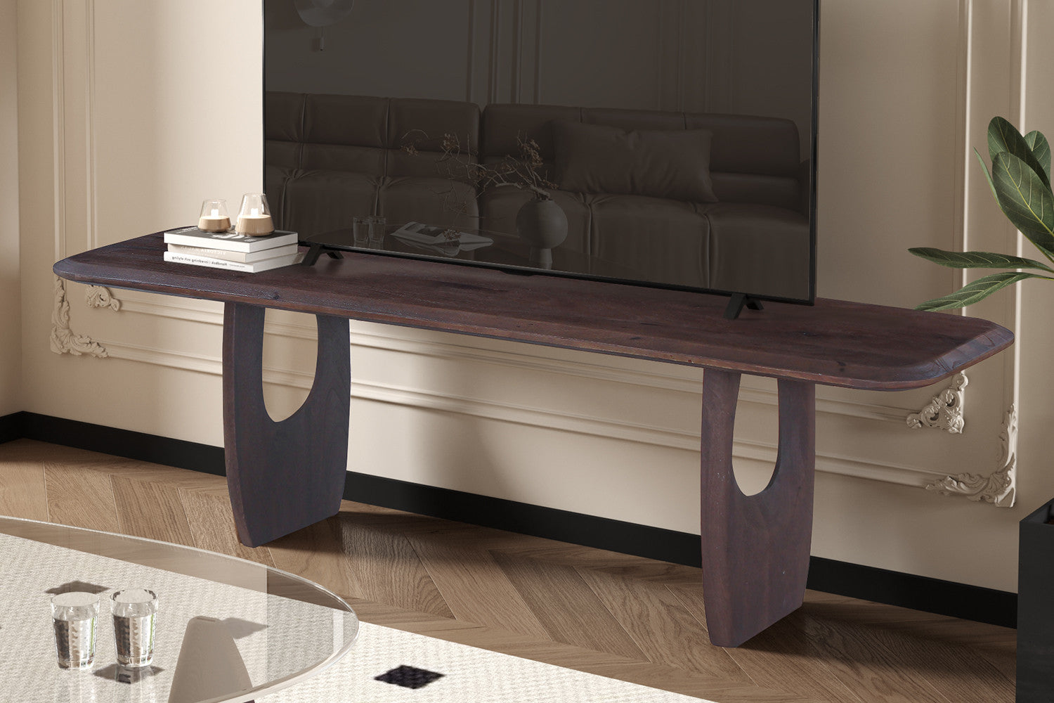 Meuble TV 'Braga' Bois de manguier Brun foncé
