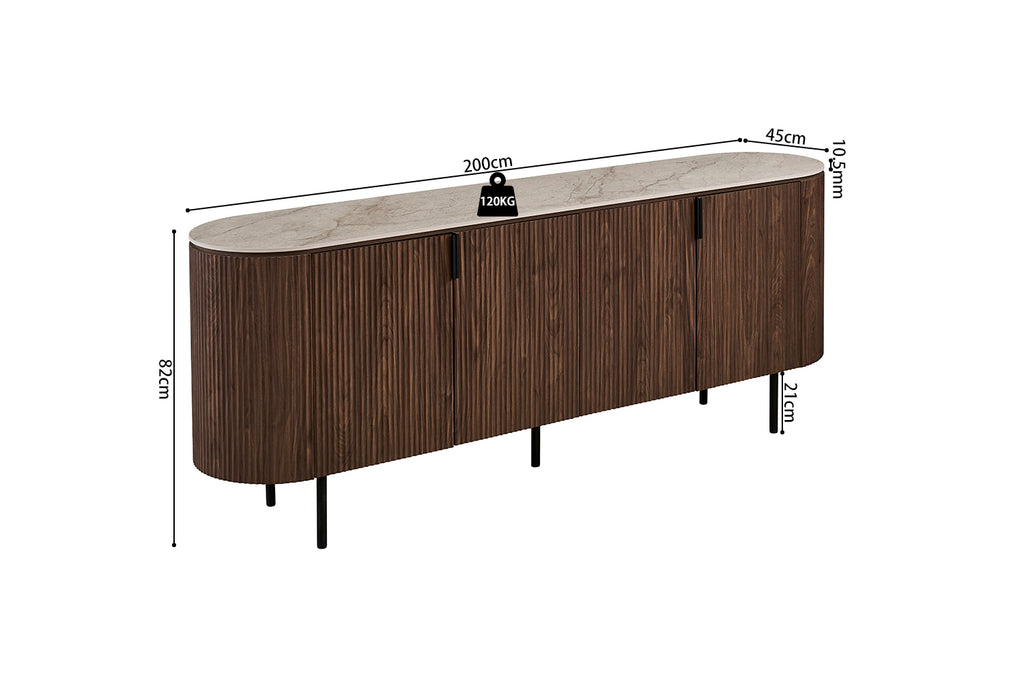 Bahut Vigo 200 cm Décor Chêne Foncé