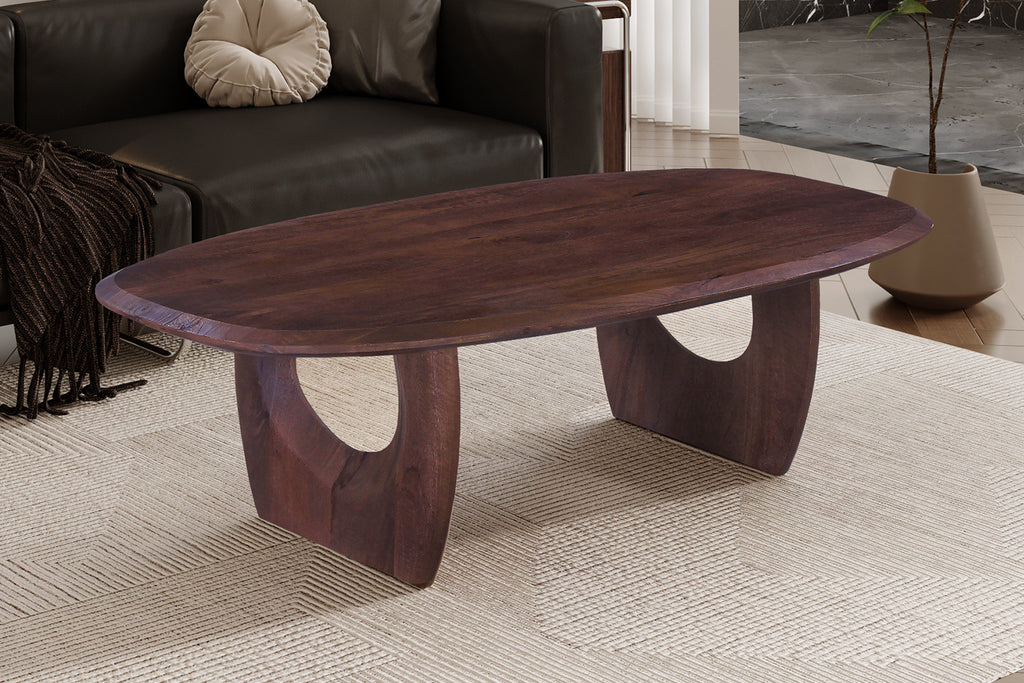 Table Basse 'Braga' Ovale danoise Bois de manguier Brun foncé