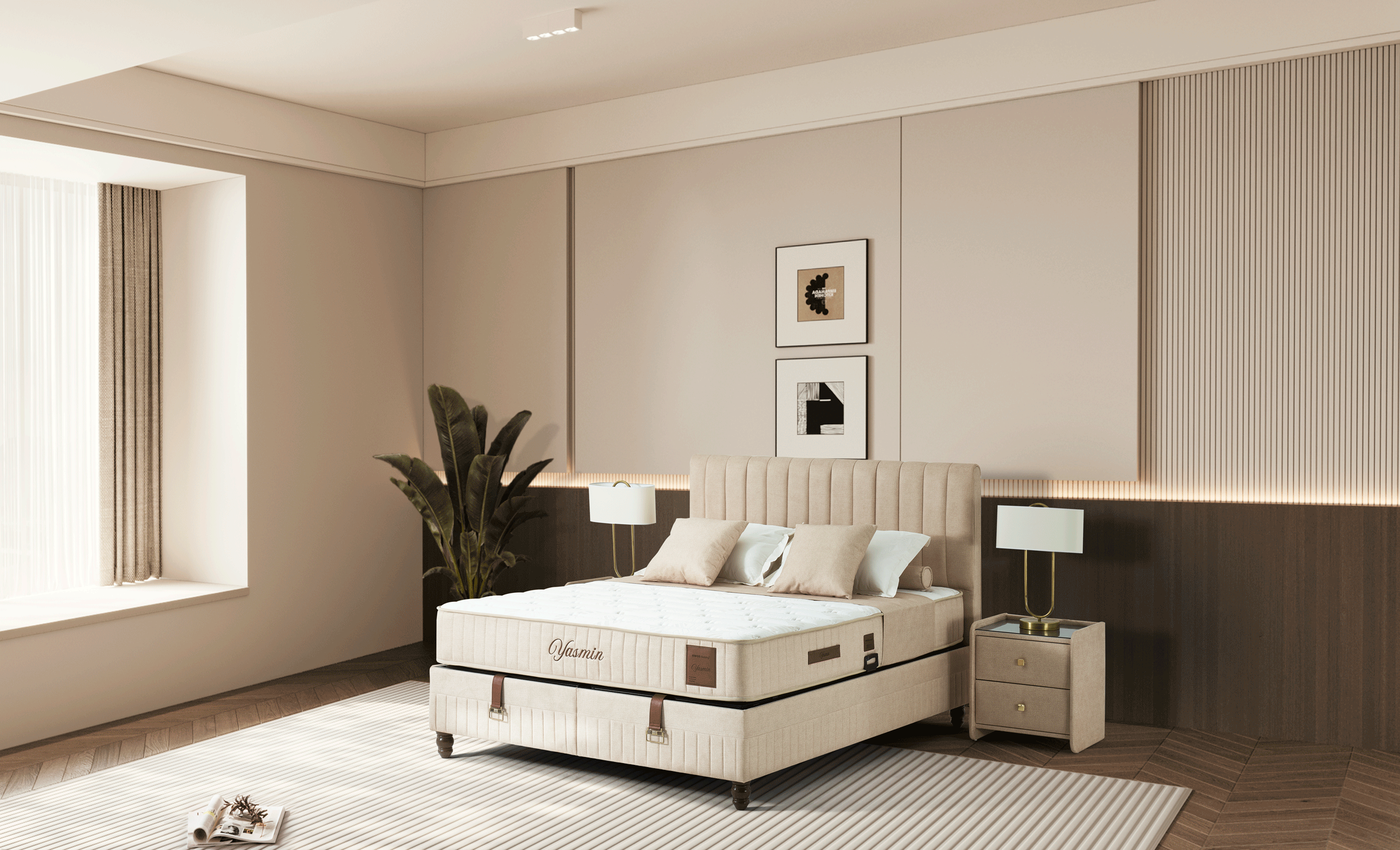 Pack Yasmin Lit Coffre + Matelas 160X200