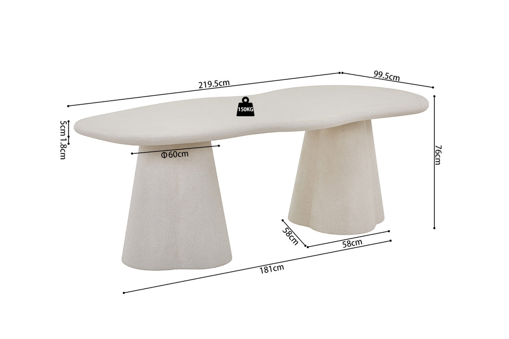 Table 'Faro' 220 cm Organique Ciment